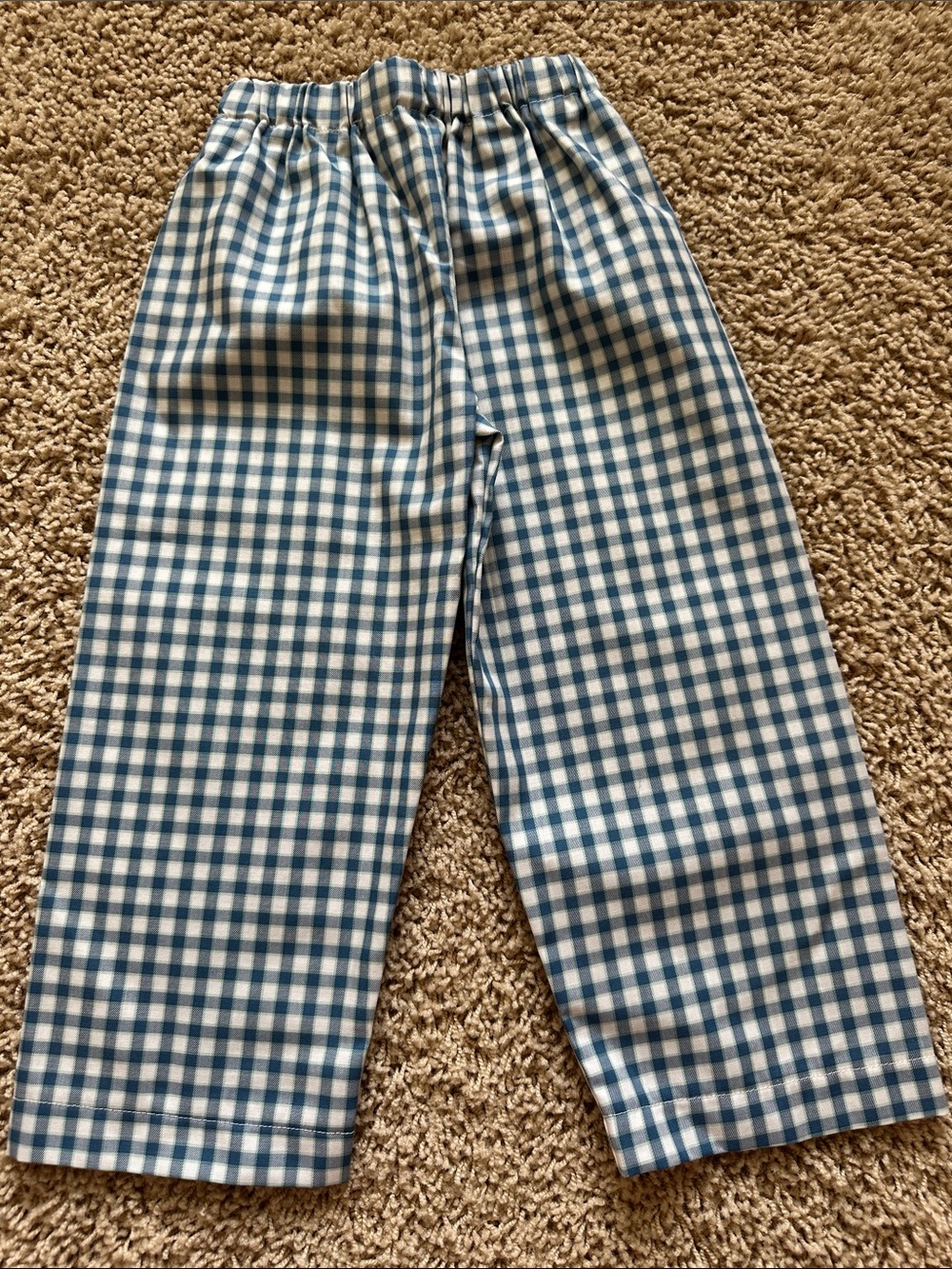 Blue and White Gingham Kids Pants